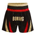 thumbnail image 1 of Alvivi Kids Boys MMA Training Boxing Shorts Boxer Trunks Metallic Patchwork Side Split Satin Short Red&Gold 10, 1 of 3