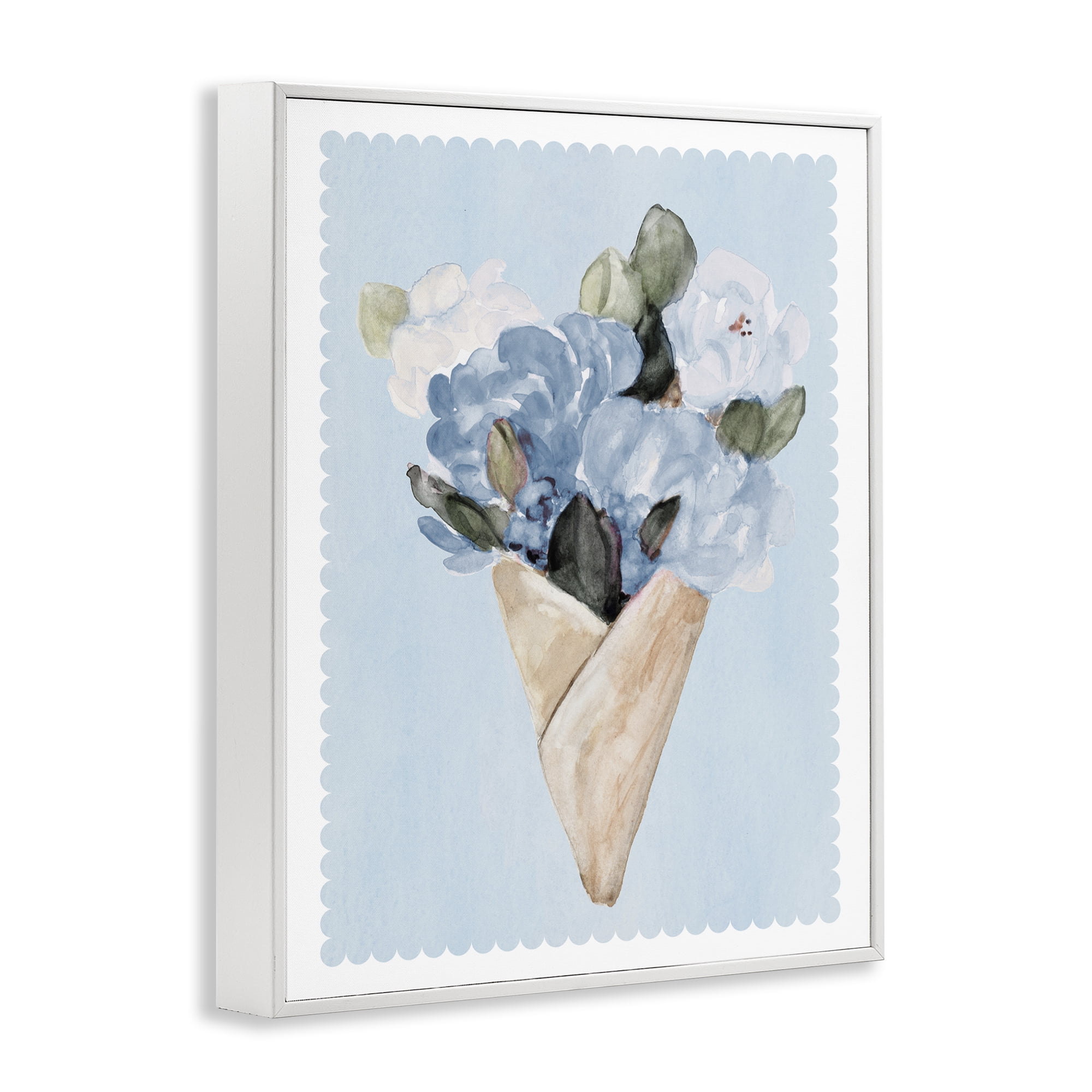 Stupell Industries Blue Gift Bouquet White Framed Giclee Art, design by Lanie Loreth