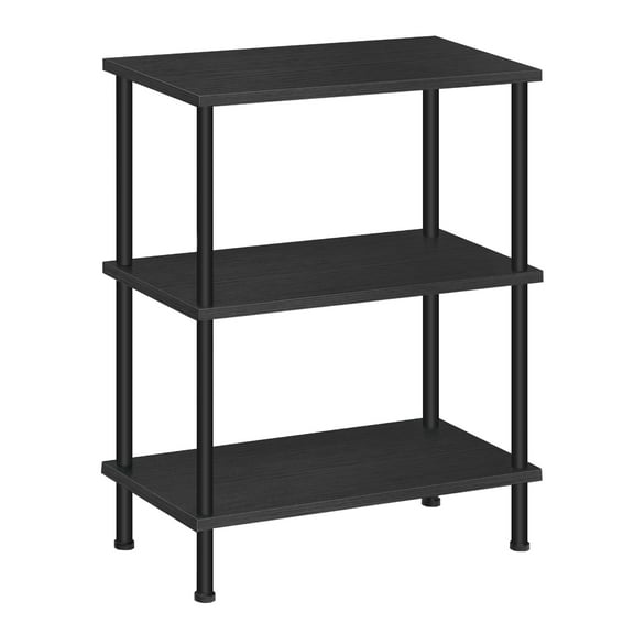 HOOBRO  18.9  Inches Narrow Side Table, 3-Tier Slim End Table No Tools Needed, Twist-On Assembly, Skinny Nightstand Sofa Storage Shelf for Living Room, Bedroom,  Black BK48BZ01
