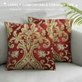 thumbnail image 3 of Creowell  Supersoft Throw Pillow Covers Cases for Couch Sofa Home Decor Vintage Damask Fabric Floral Design  Deep Red, 3 of 5