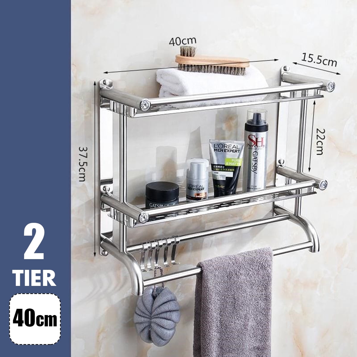 Stainless Steel Towel Rack 1/2/3 Layer Towel Rail Wall Mounted Bathroom