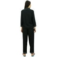 thumbnail image 3 of Bimba Button-Down Shirt With Elastic Waist Pajama Pants 2 Pcs Full Sleeve Night Wear Set, 3 of 9