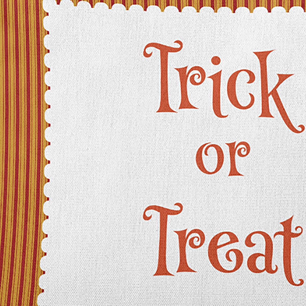 20" x 14" Simply Daisy Halloween Trick or Treat Ticking Polyester Indoor/Outdoor Pillow, Dark Red Qty 1