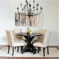 JERFIT 5-Piece Round Dining Table Set with Cross-Back Chairs, Black Kitchen Dining Room Furniture