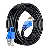 200ft – Black Waterproof Ethernet Cable Suitable for Direct Burial Installations. Maximm Cat6 UV Outdoor Cable Zero Lag Pure Copper 550Mhz