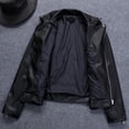 thumbnail image 4 of Women Jacket Faux Leather Smooth Surface Turn-down Collar Zip-up Zipper Decor Long Sleeves Motorcycle Coat Travel Outerwear, 4 of 7