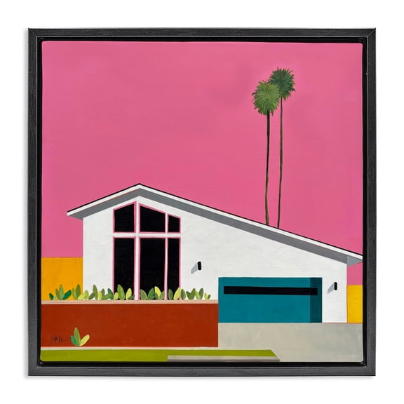Stupell Industries Pink Sunkissed Suburbia Black Framed Floater Canvas Wall Art, design by Jan Weiss
