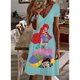 thumbnail image 3 of Vestido informal con estampado 3D de princesas de Disney para mujer, vestido holgado de manga corta con cuello en V estilo bohemio, 3 of 5