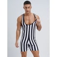 thumbnail image 3 of YIZYIF Mens One Piece Swimsuit Stripes Print Water Sports Speed Dry Surfing Bodysuit Black S, 3 of 7