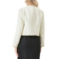 thumbnail image 3 of INSPIRE CHIC Women's Elegant Tweed Jacket Long Sleeve Panel Trim Work Office Blazer S Beige, 3 of 5