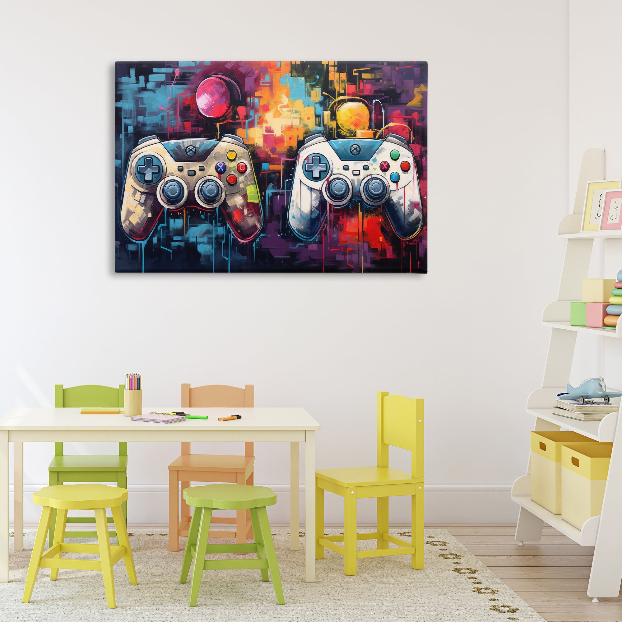 Stupell Industries Double Controller Modern Gamer Canvas Wall Art, design by Lazar Studio