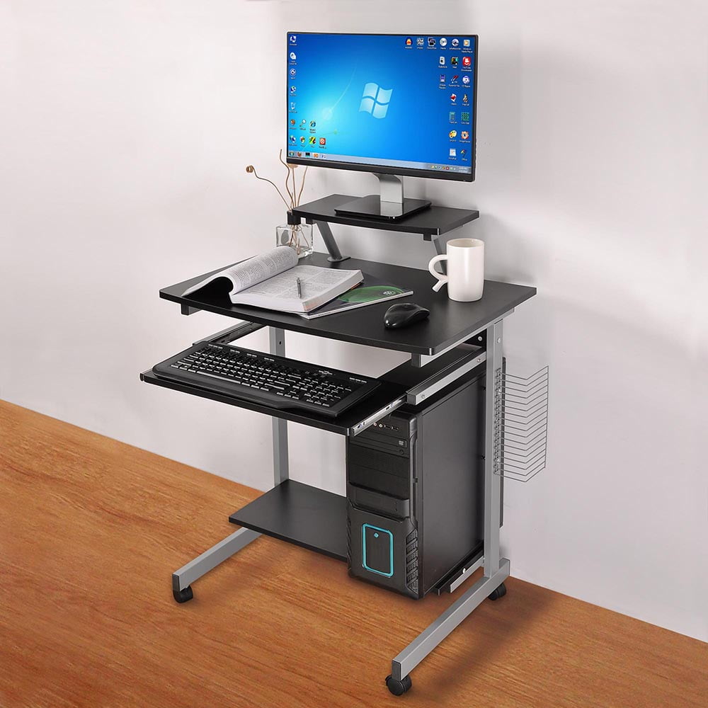 Yescom Mobile Computer Desk Compact Student Laptop Cart Rolling Table Home Office