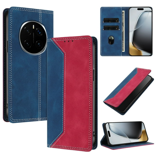 Phone Case for Honor Magic 7 FOXDOCK Premium Leather,Creative Dual-Color Cover with Card Slot,Shockproof