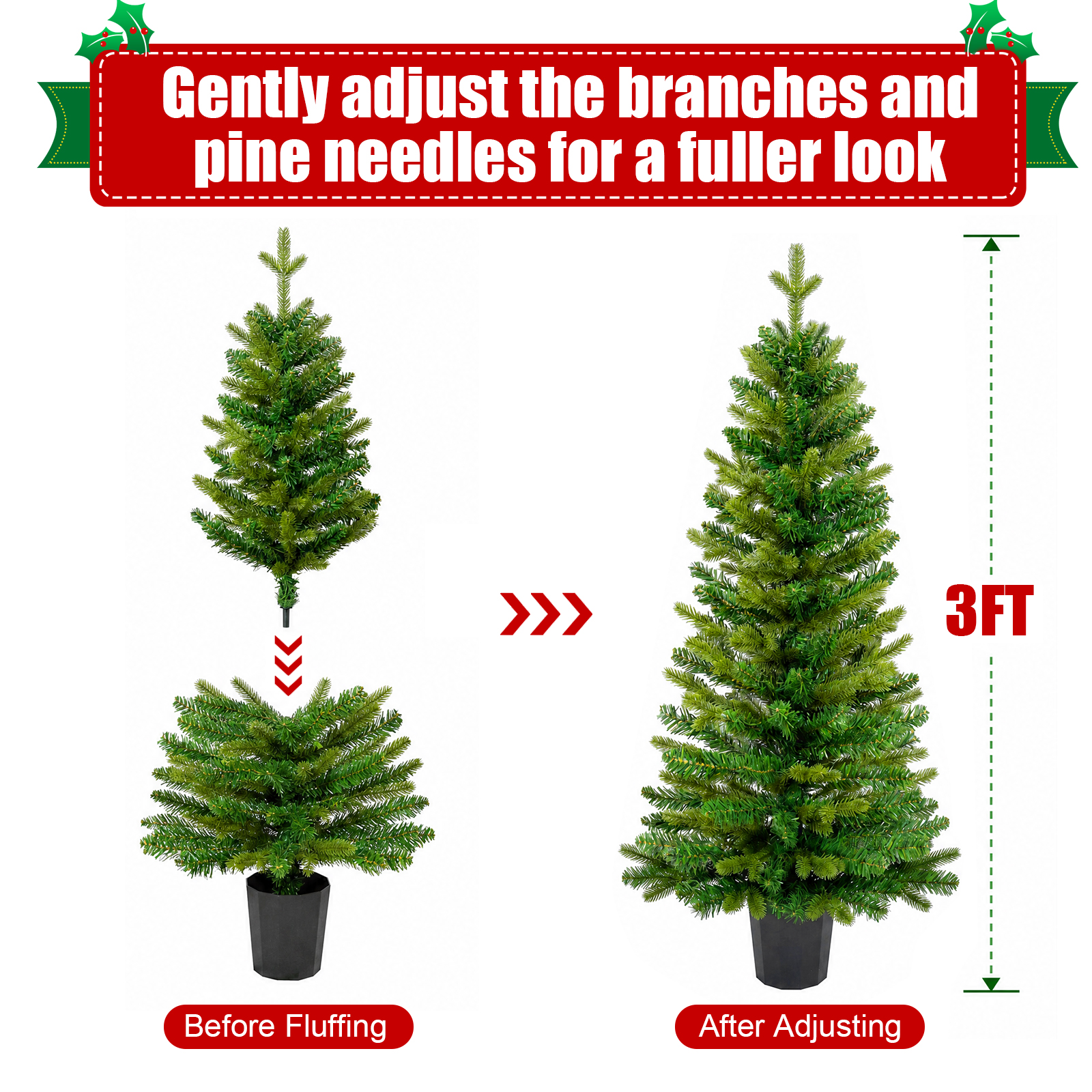 Yexmas 2-Pack 3 Ft Potted Christmas Trees photo 7