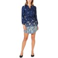 thumbnail image 1 of maison Jules Robe Mini à Fleurs pour Femmes, Col Fendu, Bleu, Moyen, 1 of 1
