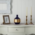 thumbnail image 3 of Nearly Natural 9" Traditional Lux Blue Ceramic Vase with Gold Band, 3 of 3
