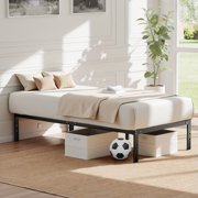 Atilioo Twin Bed Frame with Storage Space Under Frame, 14 Heavy Duty Metal Platform, No Box Spring Needed, Easy Assembly, Black