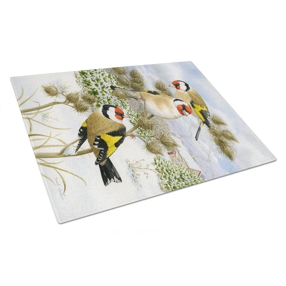 Caroline's Treasures European Goldfinch Glass Cutting Board Large