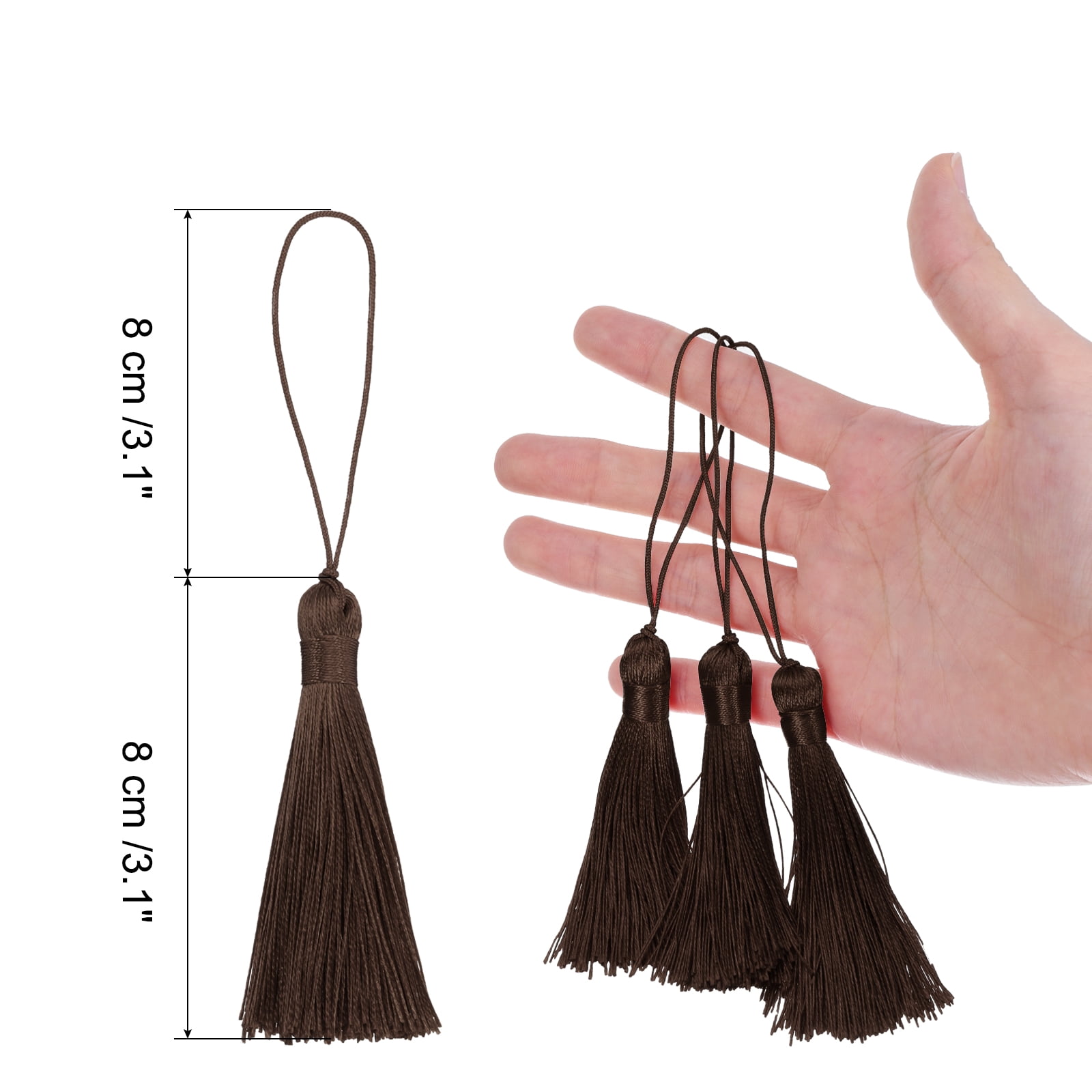 Unique Bargains Mini Bookmark Tassels Handmade Floss Craft for Jewelry Making Dark Brown