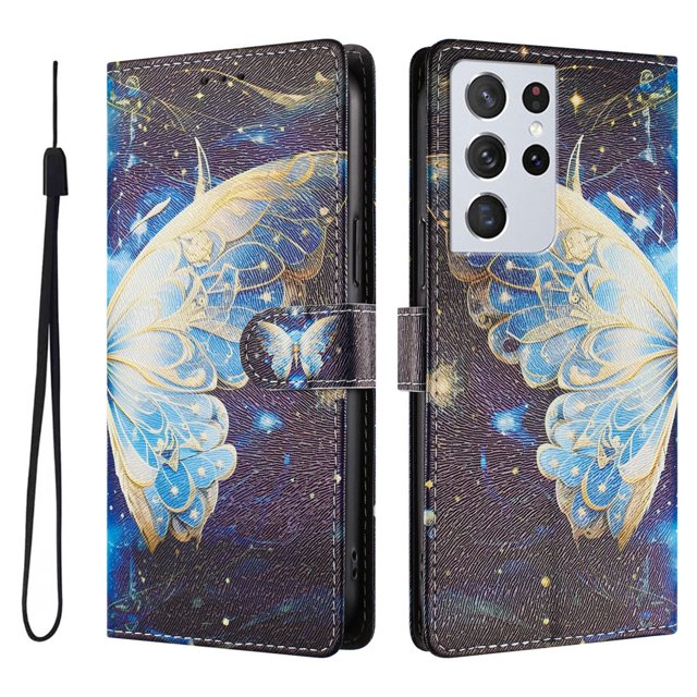 FOXDOCK Funda Tipo Cartera para Samsung Galaxy S21 Ultra con Soporte y Correa – Diseño de Patrones Lindos
