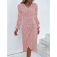 thumbnail image 6 of Elegant Floral Pleated H shaped Midi Dress Female V Neck Puff Sleeve Waist Ruched Button Dresses Women Summer Dress Robe, 6 of 10