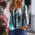 thumbnail image 6 of CYMMPU Business Work Blouses Fashion Tunic Tops Vintage Basic Tees Floral Printed 3/4 Length Sleeve Pleated Slanted Neck Summer Fall Shirts 2025 Clothes for Women Army Green M, 6 of 7