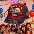 thumbnail image 3 of WKSCLPAI 250 Anniversary USA Hat, 1776-2026 Adjustable 250 Year American Anniversary Patriotic Embroidered Baseball Cap for Men Women, 3 of 8
