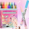 thumbnail image 6 of 24 Colors Nail Art Pens Set, 0.5 MM 3D Nail Color Pens, Waterproof and Quick-Drying Paint Markers, Drawing Painting Liner Brush for DIY Nail Art Beauty Adorn Manicure Tools, 6 of 9