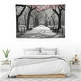 thumbnail image 4 of ONETECH  Pink Floral Tapestry Spring Cherry Flowers Paris French Blossom Landscape Romantic Wall Hanging Central Park Tree Girls Women Home Dorm Decor Art Living Room Bedroom, 4 of 7