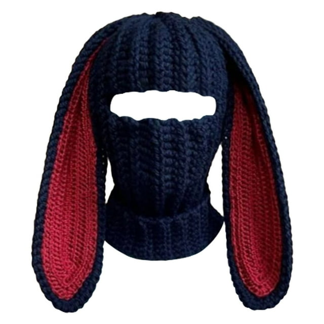 WEAIXIMIUNG Men Gloves Winter Rabbit Ear Hat Autumn and Winter Neck Knitted Hat