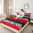 thumbnail image 4 of Manfei Zebra Cheetah Print Twin Sheet Sets, Geometric Stripe Twin Fitted Sheet, Red White Black Aesthetic Flat Sheet for Girls, Lightweight Room Decor 3-Piece, 4 of 7