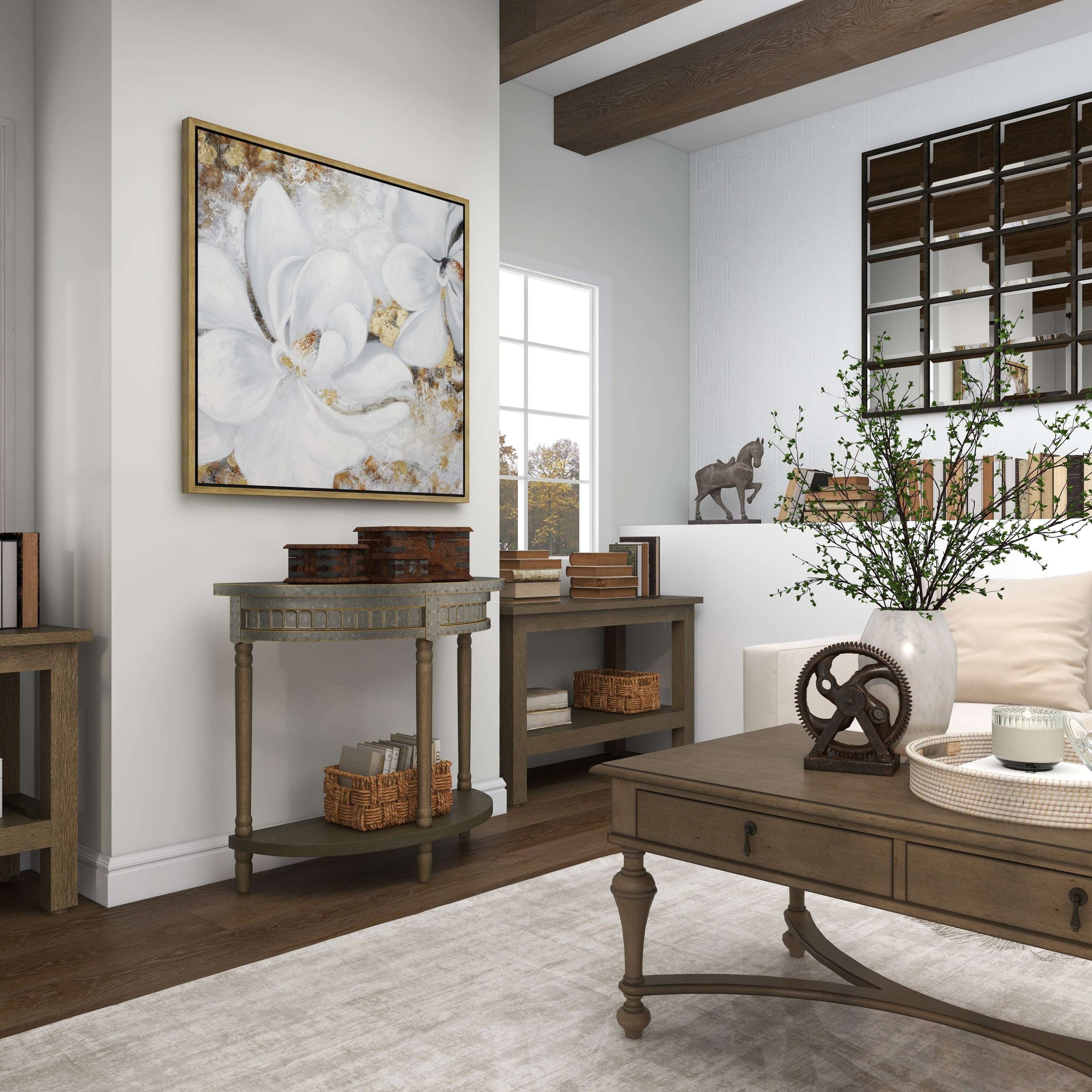 Metal half moon console table deals