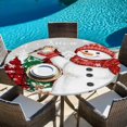 thumbnail image 6 of Grey Snowman Christmas Round Tablecloth, Fitted Table Cover with Elastic for 45"-54" Round Tables, Snowflake Xmas Tree Winter Elk Table Cloth Outdoor Indoor Dinning Party Waterproof Tablecloths, 6 of 7