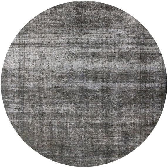 Ahgly Company Indoor Round Mid-Century Modern Gunmetal Gray Oriental Area Rugs, 4' Round