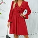 thumbnail image 1 of WILLBEST Vestido Largo Elegante Para Mujer, Temperamento, Cuello En V, Color Sólido, Manga Larga, 1 of 3
