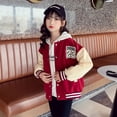 thumbnail image 4 of Abrigo de niña primavera y otoño estilo occidental para niños otoño moda superior niños medianos y grandes uniforme de béisbol, 4 of 6
