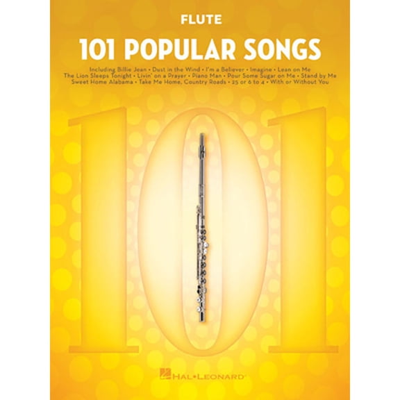 Pre-Owned 101 Popular Songs Flute Sheet Music Songbook | Classic Pop Rock Hits for Beginners & Intermediate Players | Includes Billie Jean, Piano Man, Sweet Home Alabama, Hey Jude More