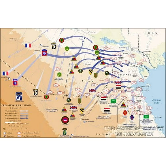 Operation Desert Storm Map - 24"x36" Poster