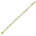 thumbnail image 2 of Gem Stone King 18K Yellow Gold Plated Silver Green Peridot and Sky Blue Aquamarine and White Lab Grown Diamond Bracelet for Women (2.52 Cttw, Gemstone August Birthstone, Round 4MM, 7.5 inch), 2 of 6