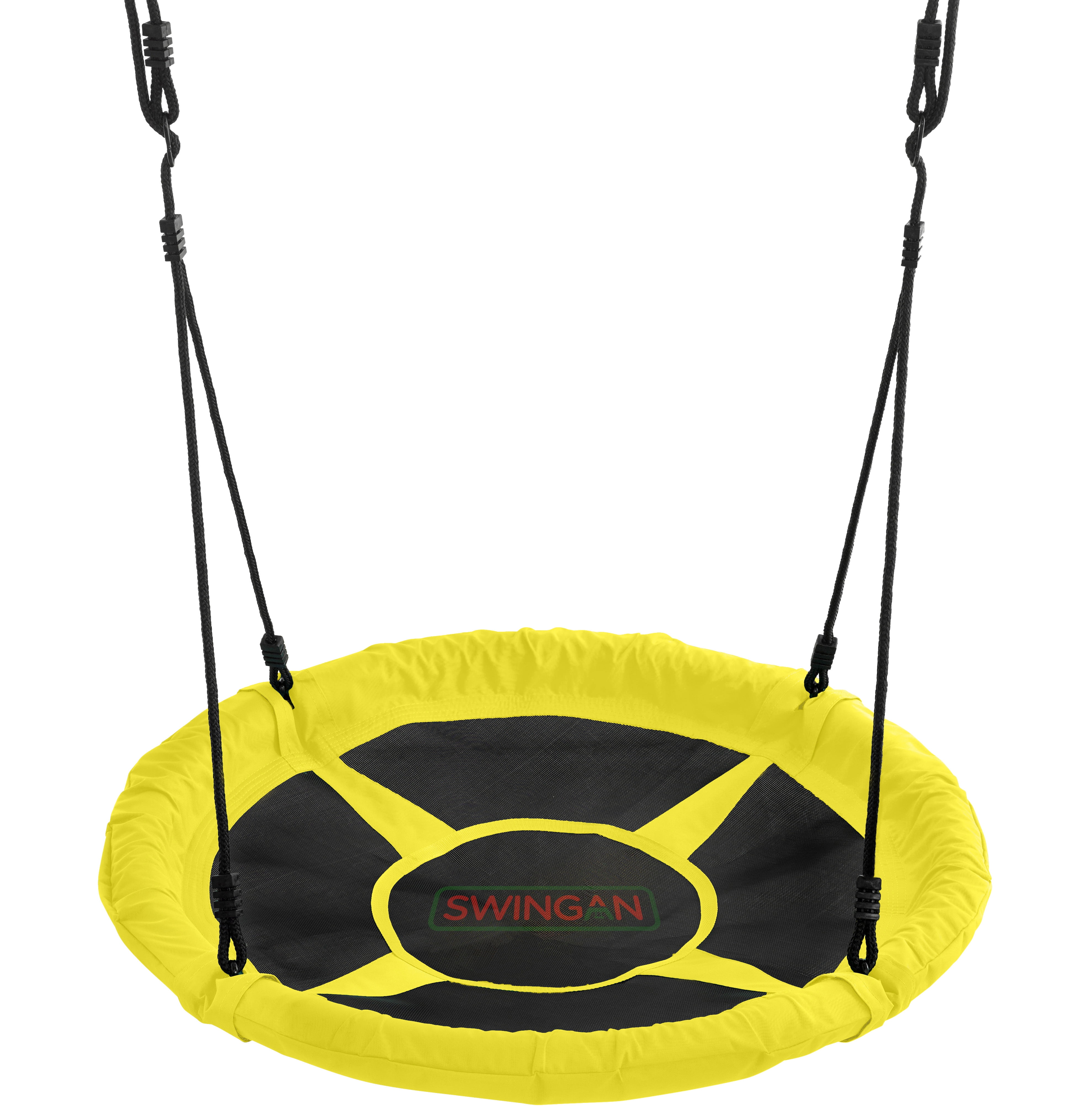 Machrus Swingan 37.5" Super Fun Nest Swing With Adjustable Ropes - Solid Fabric Seat Design - Yellow