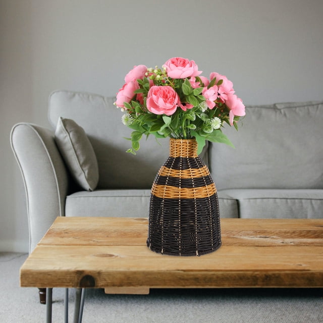 Luxshiny Florero Rústico Negro De Material Duradero Plástico Con Para