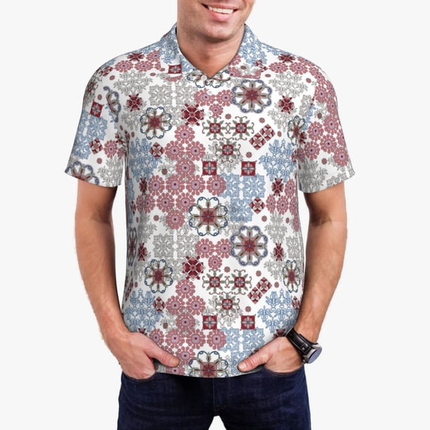 Fotbe Abstract Floral Camiseta Polo de Golf para Hombre con Estampado – Camisa Deportiva Transpirable con Cuello Abotonado-4X-Large