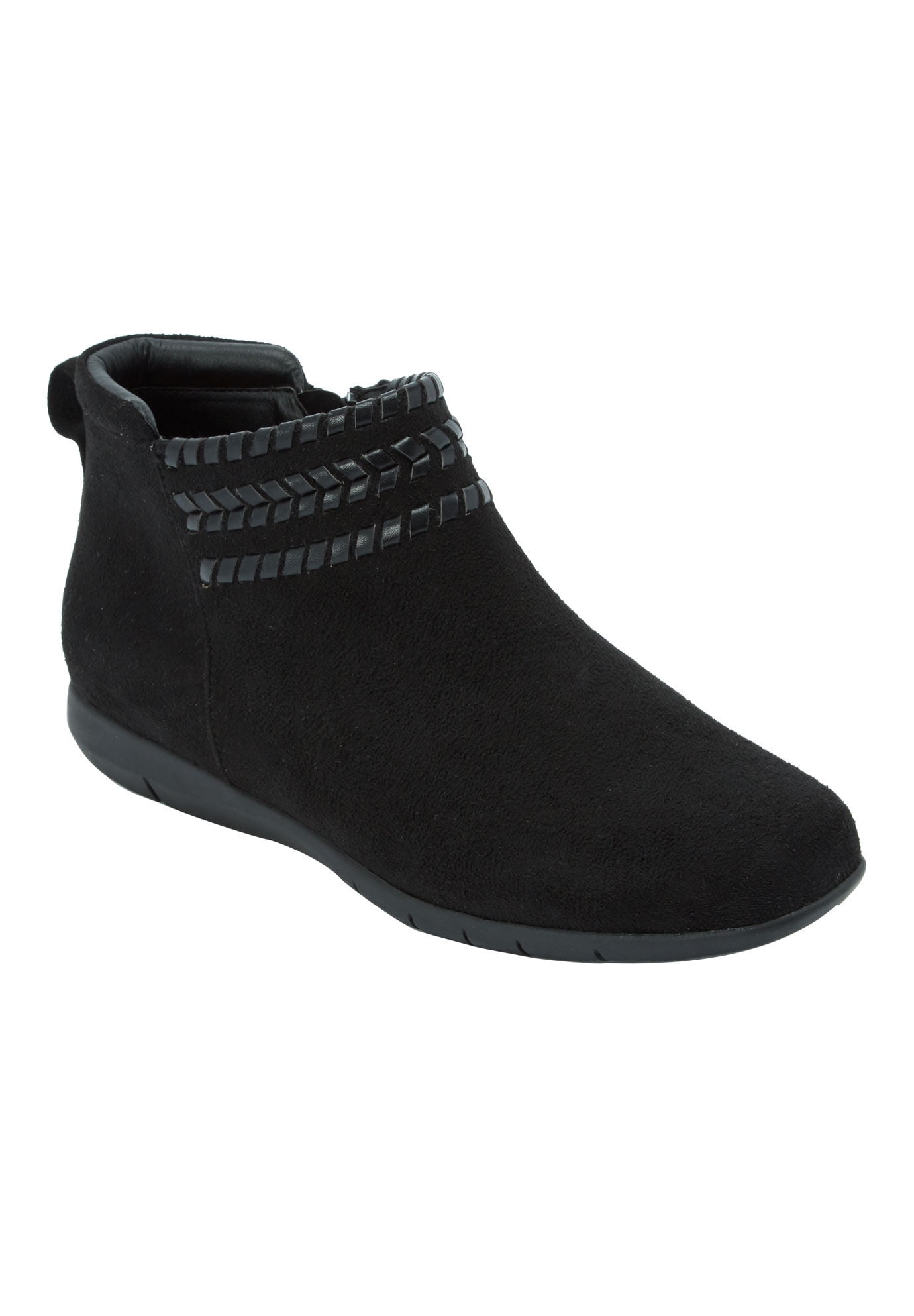 black booties low heel wide width