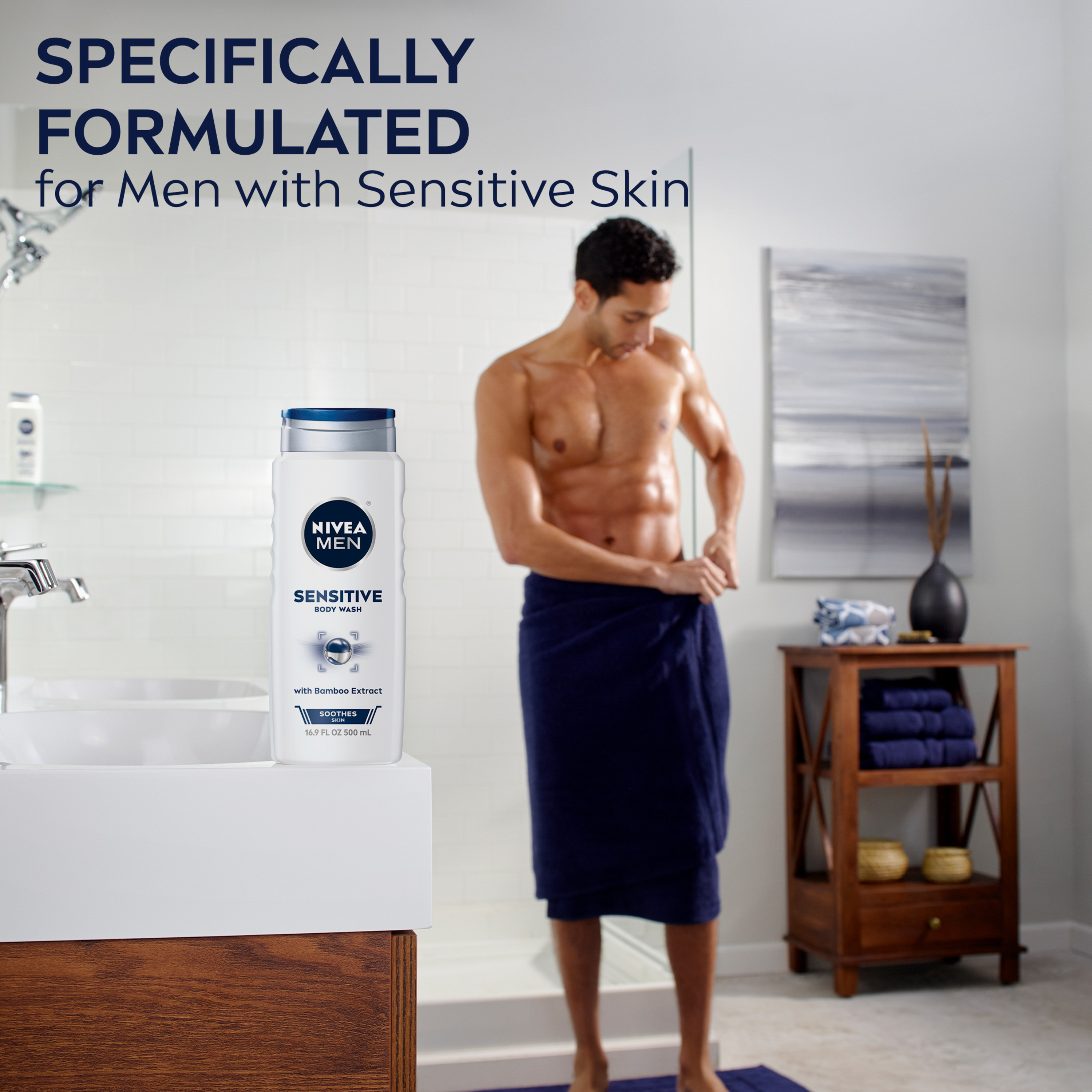 NIVEA MEN Sensitive Body Wash with Bamboo Extract, 16.9 Fl Oz Bottle - image 5 of 13