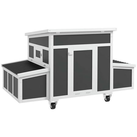 Spaco Wooden Chicken Coop with Nesting Box for 6 Chickens Large Size Chicken House Dark Gray
