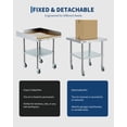 thumbnail image 5 of Accreate Stainless Steel Work Table with Removable 3-Sided Rim & 4 Locking Wheels, Heavy Duty Commercial Kitchen Prep Cart, 5 of 8