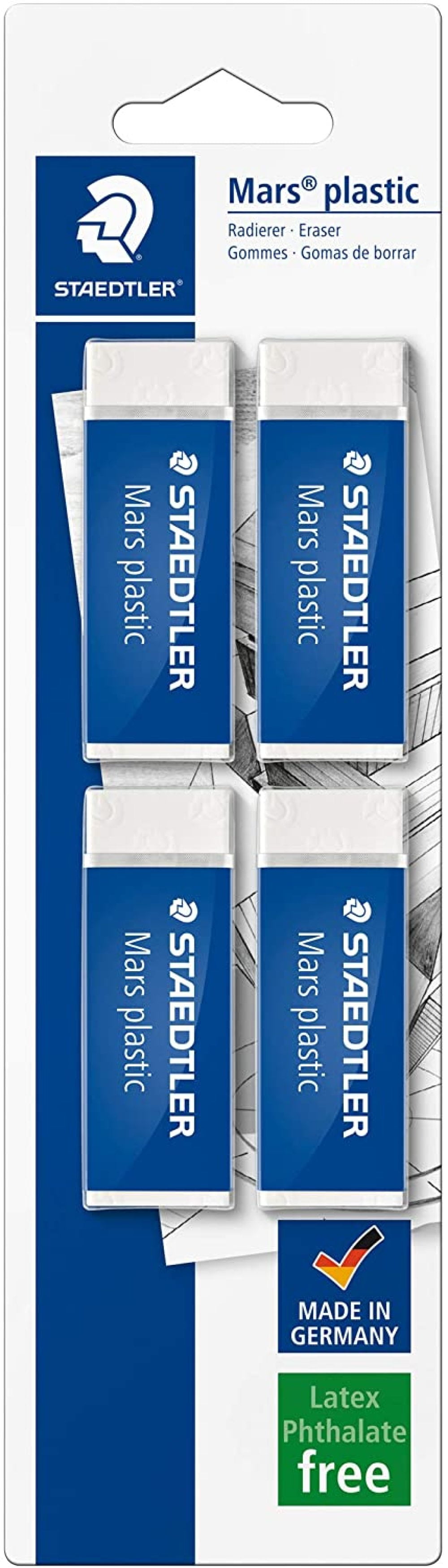 Staedtler 52650BK4DA Mars Plastic Eraser Pack of 4 in Blister Packaging 