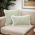thumbnail image 2 of REGALWOVEN Set of 2 Leaf Print Pillow Cover Ruffled Trim Bohemian Throw Pillow Cases for Farmhouse Home Decor Green 18" x 18", 2 of 7