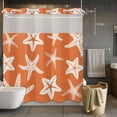 thumbnail image 2 of Orange Starfish Coastal No Hook Shower Curtain with Snap in Liner, Waterproof Fabric Shower Curtains, Nautical Summer Ocean Abstract Art Shower Curtain Set Top See Through for Bathroom 72"x72", 2 of 8