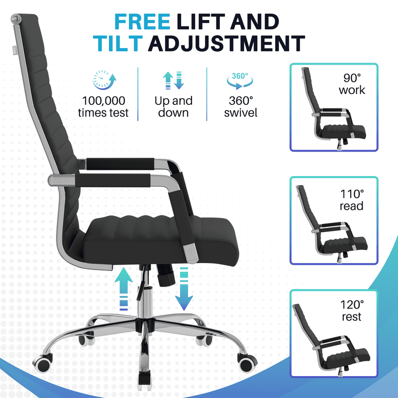 Lacoo High-Back Office Desk Chair Faux Leather Executive Chair with Lumbar Support, Black